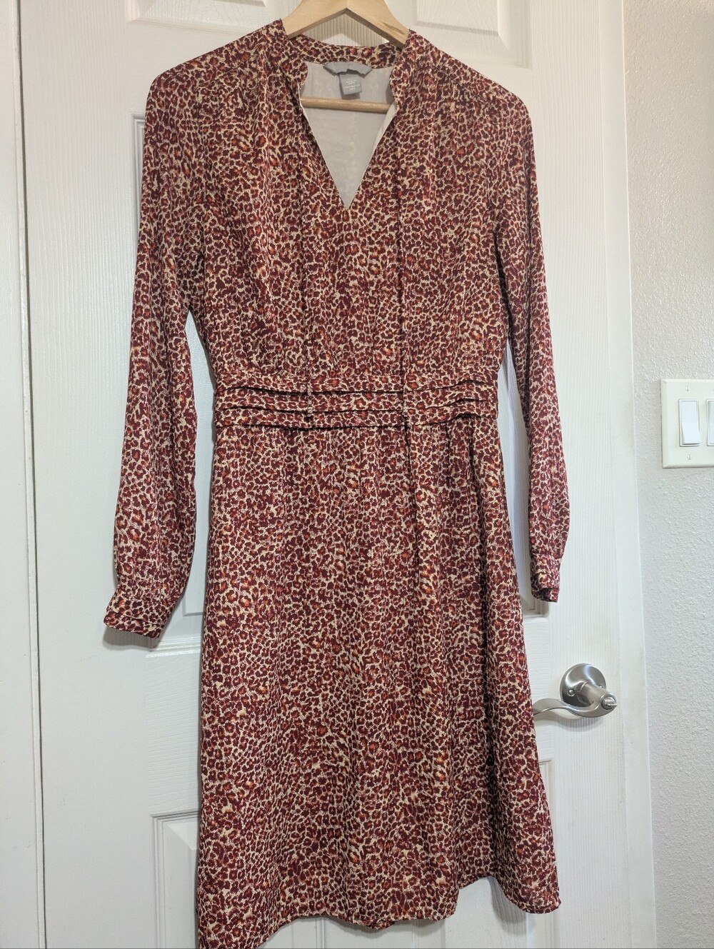H&M Rust Leopard Print Long Sleeve Dress